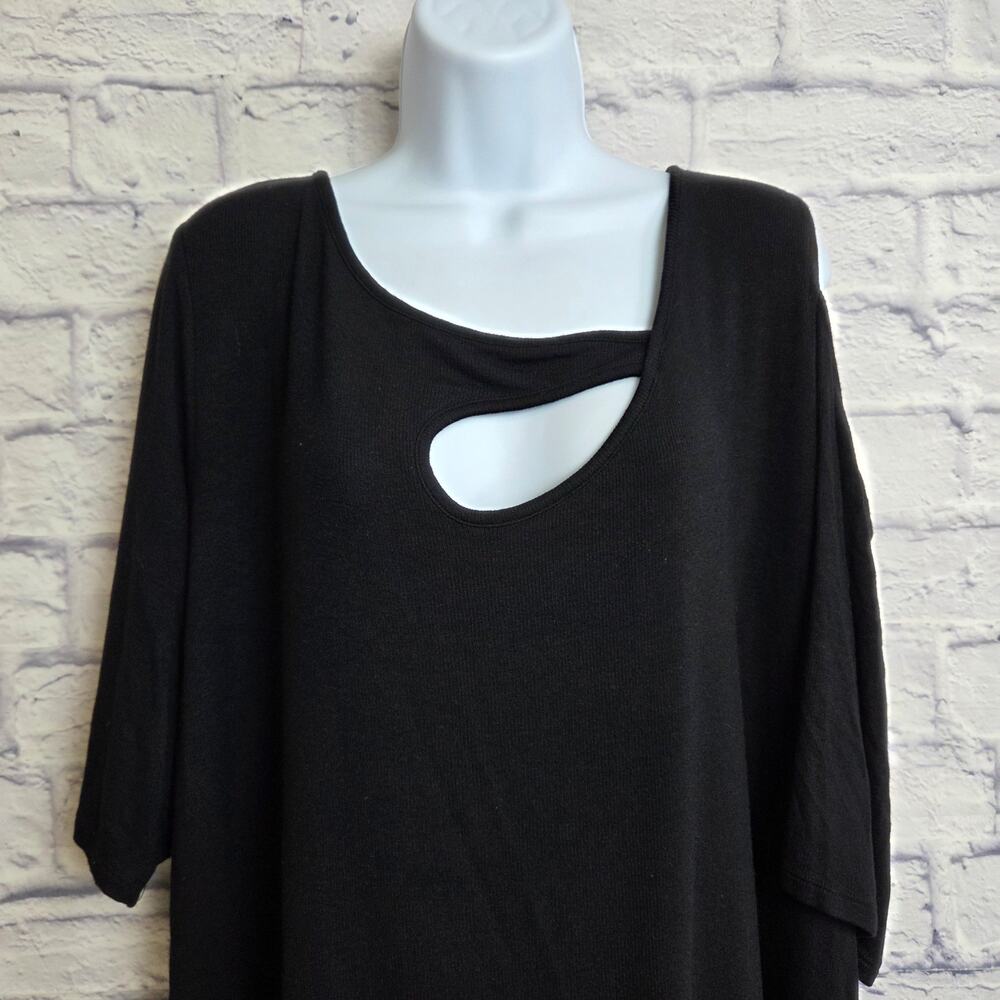 NWT 41 Hawthorn Top Womens Size 3X Black Cold Shoulder Asymmetrical Neckline - Picture 3 of 15